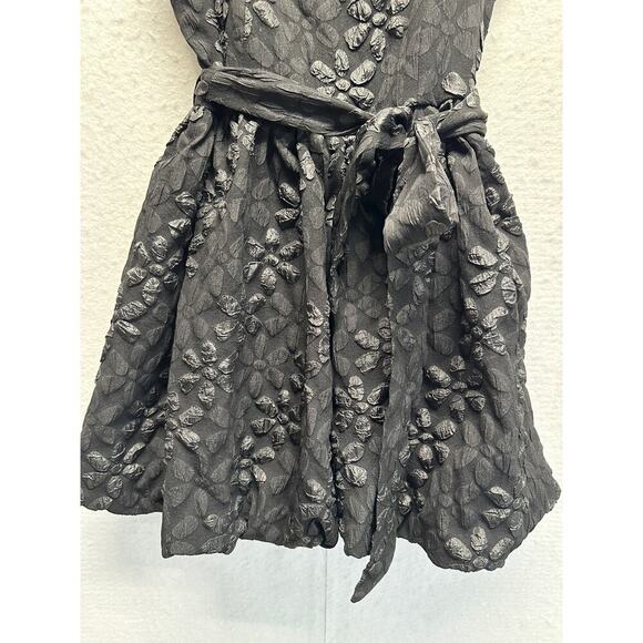 TCEC‎ Black Mini Dress Lacy Witchygoth Rave Spaghetti Strap Y2K Blousy Hem - Picture 2 of 12